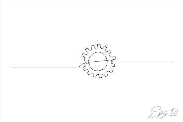 continuous line drawing of a gear