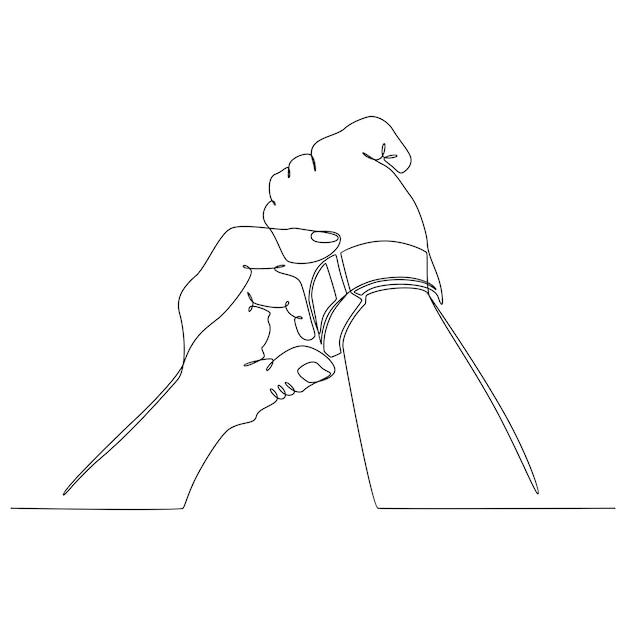 continuous line drawing of a hand with a wrist watch vector illustration