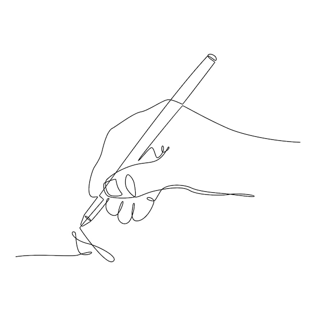 continuous line drawing hand writing with pencil vector illustration