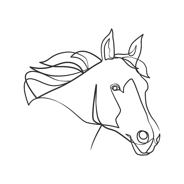 Continuous line drawing of horse head Horse head one line drawing minimalist style design