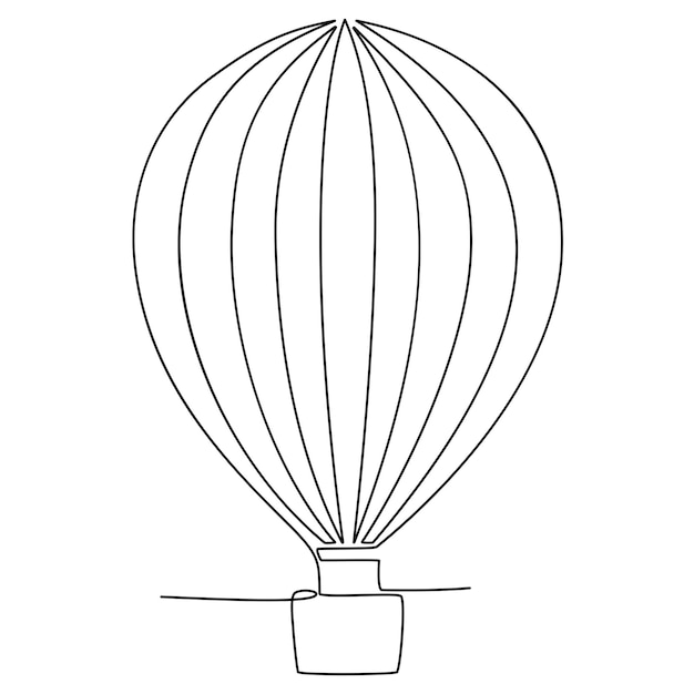 Continuous line drawing of hot air balloon Vector illustration