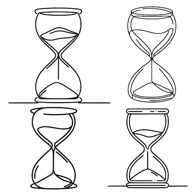 Vector continuous line drawing of hourglass timer collection