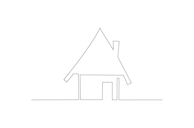 Continuous line drawing of a house isolated on white background vector illustration Premium Vector