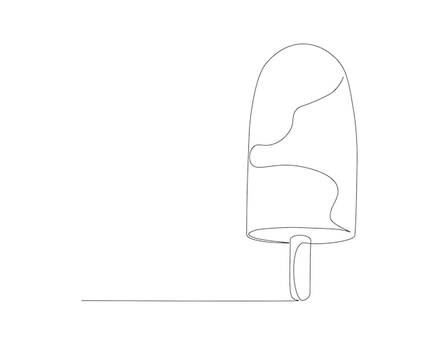 Continuous line drawing of ice cream with stick One line of popsicle Ice cream stick continuous line art Dessert concept Editable outline