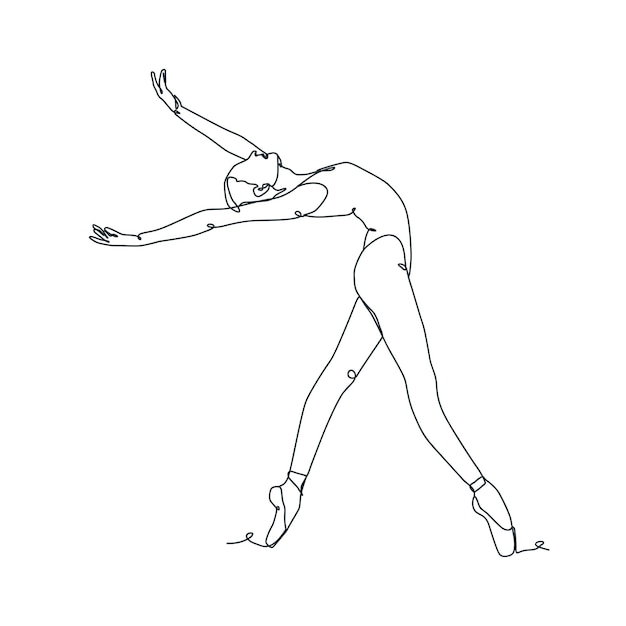 Continuous line drawing illustration of ballet dancer