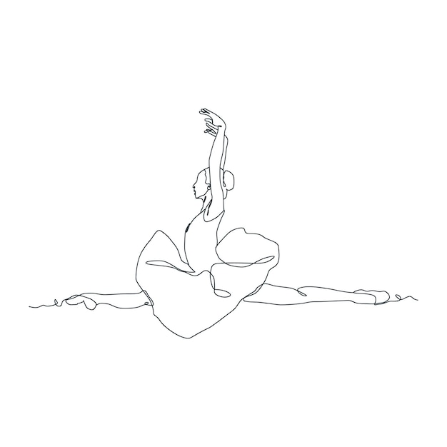 Continuous line drawing illustration of ballet dancer