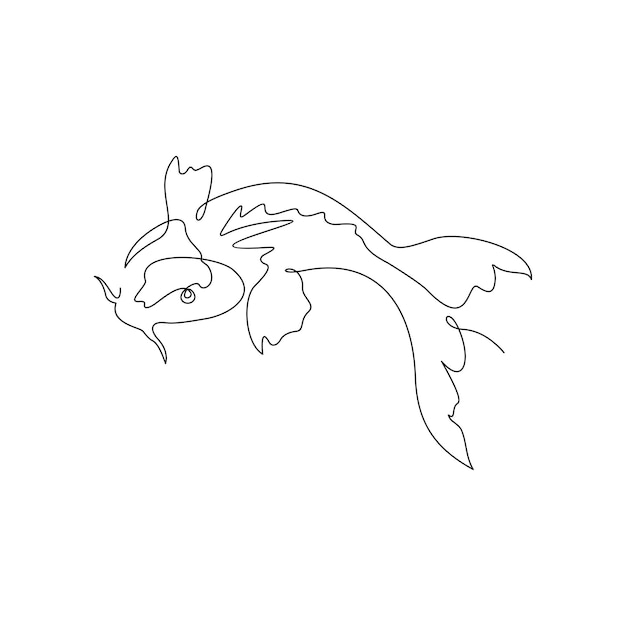 Continuous Line Drawing of a Koi Fish