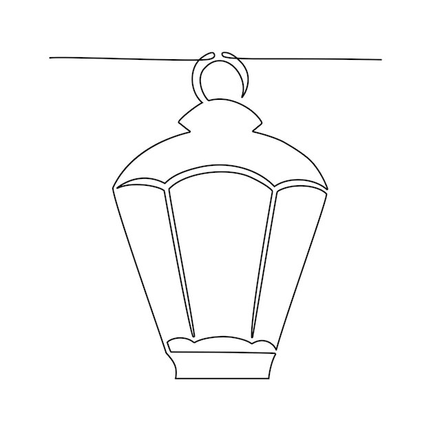 Continuous line drawing of lantern for ramadan kareem Vector illustration