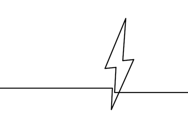 Continuous line drawing of lightning Lightning line icon One line drawing background Lightning continuous line icon