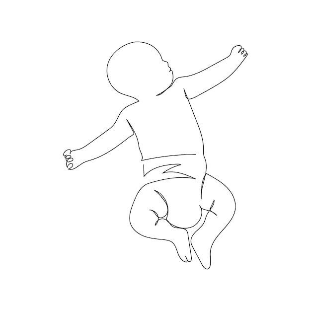 Continuous line drawing of a little baby is lying on the bad Minimalism art