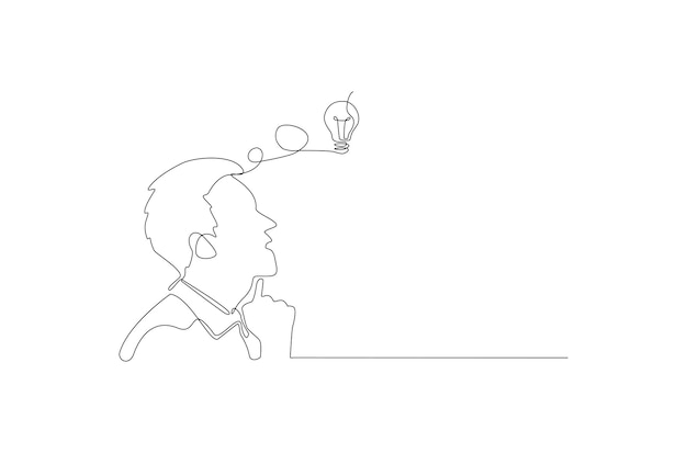 Continuous line drawing of male and lights idea vector illustration Premium Vector