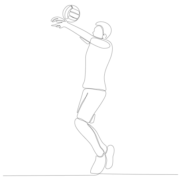 continuous line drawing of male professional volleyball player