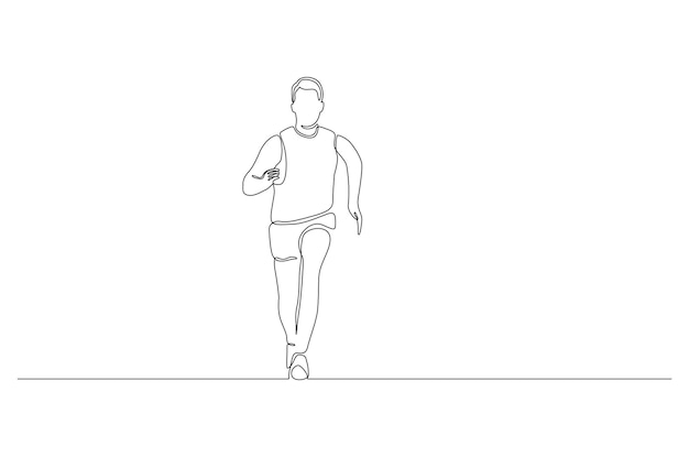 Continuous line drawing of a man doing running sport vector illustration Premium vector