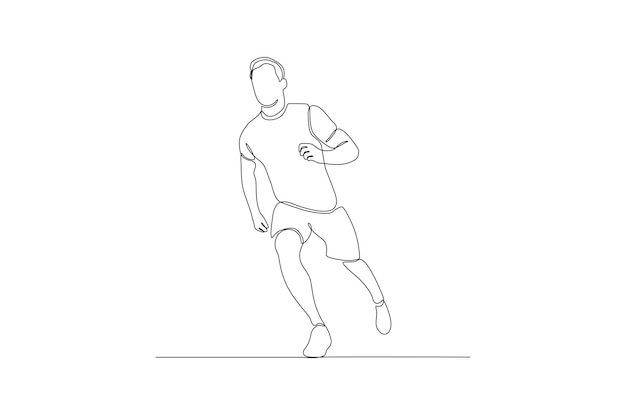 Continuous line drawing of a man doing running sport vector illustration Premium vector