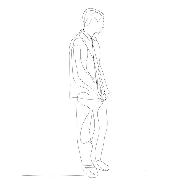 Continuous line drawing man guy sketch