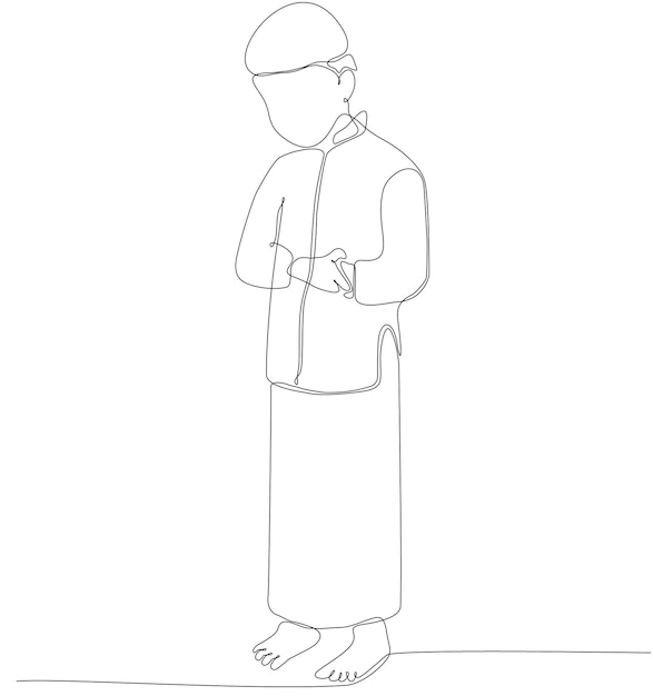 continuous line drawing man praying