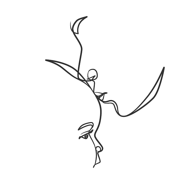 Continuous line drawing mother kisses baby One line drawing of mother and her child