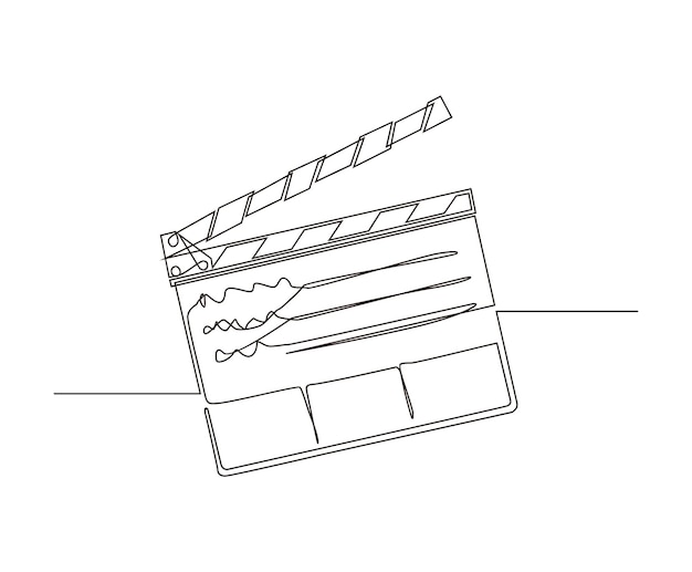 Continuous line drawing of movie clapper board film flap out line design