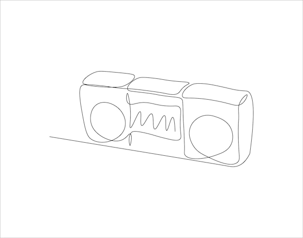 Continuous Line Drawing Of Old Fashioned Analog Radio Tape One Line Of Radio Tape Radio Tape Continuous Line Art Editable Outline