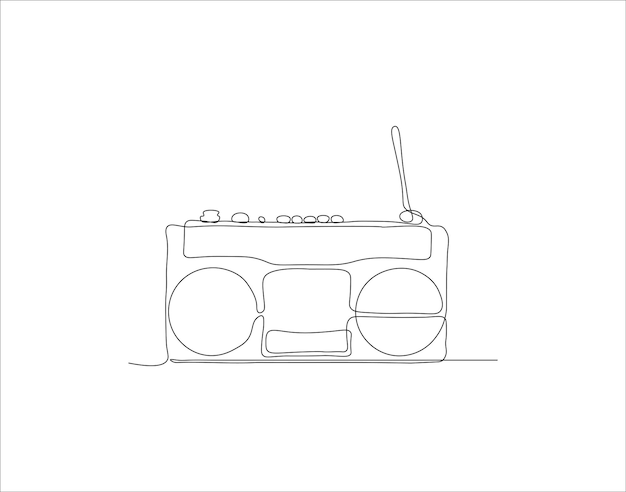 Continuous Line Drawing Of Old Fashioned Analog Radio Tape One Line Of Radio Tape Radio Tape Continuous Line Art Editable Outline