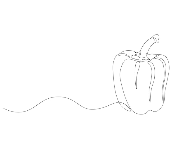 Continuous line drawing of paprika One line drawing illustration of paprika Fresh raw vegetable concept continuous line art Editable outline