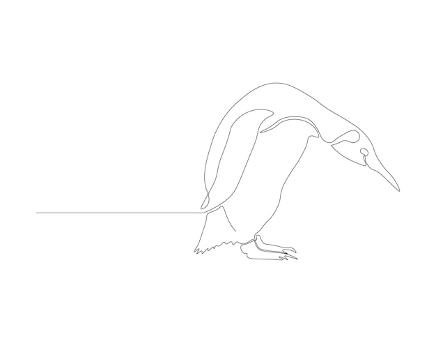 Continuous line drawing of penguin One line of penguin Antarctic animal concept continuous line art Editable outline