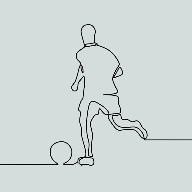 continuous line drawing on people play football