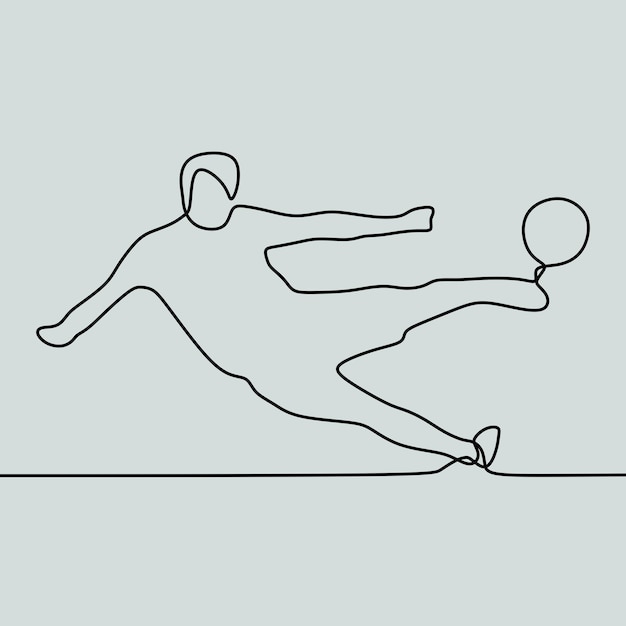 continuous line drawing on people play football