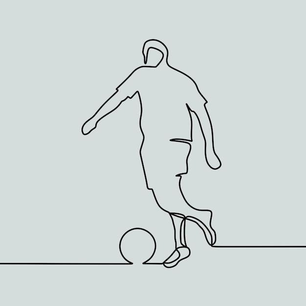 continuous line drawing on people play football