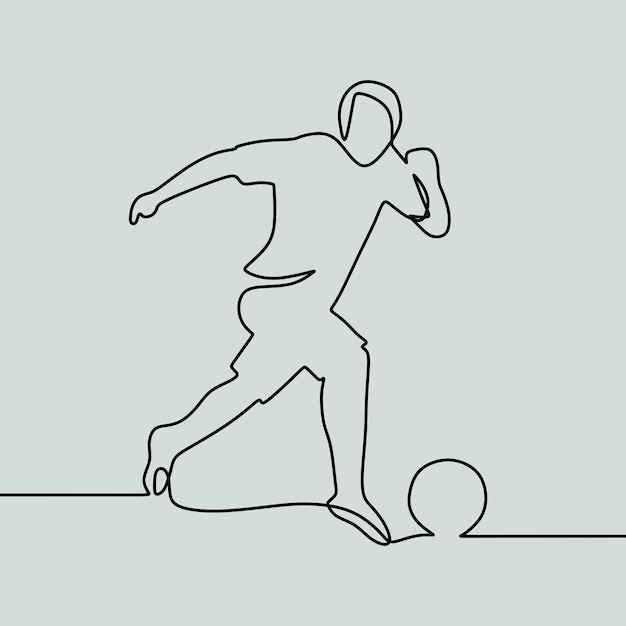 continuous line drawing on people play football