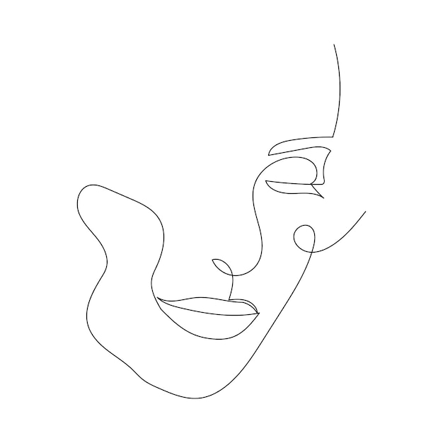 Continuous line drawing of portrait of a beautiful Woman's face Minimalism art