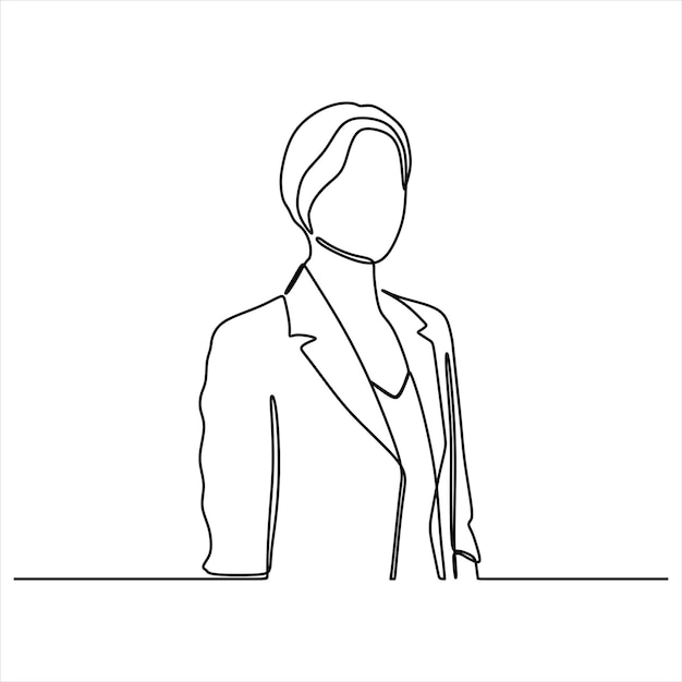 Continuous line drawing of portrait business woman