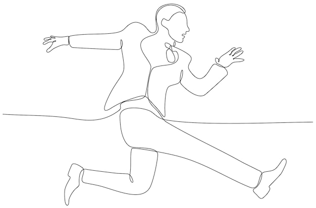 continuous line drawing of premium happy jumping male athlete premium vector premium vector