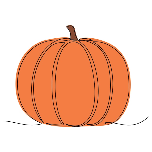 Continuous line drawing of pumpkin Vector illustration