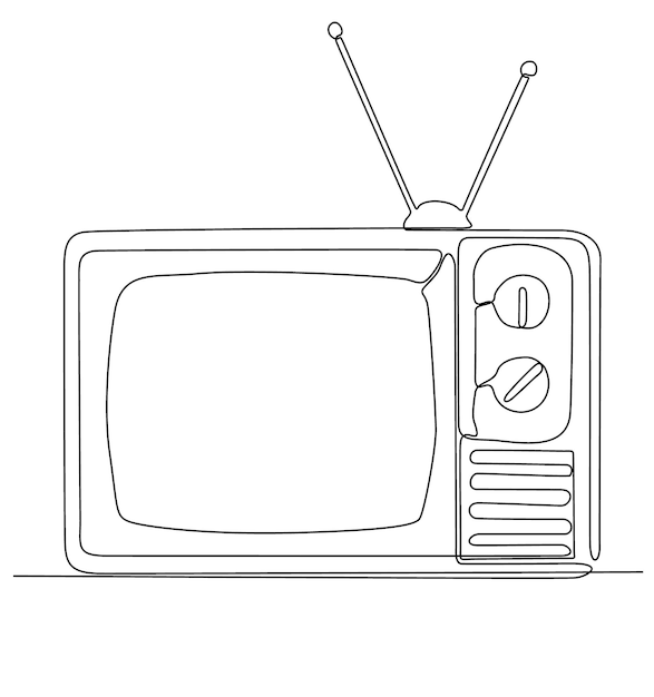 Continuous line drawing of Retro TV