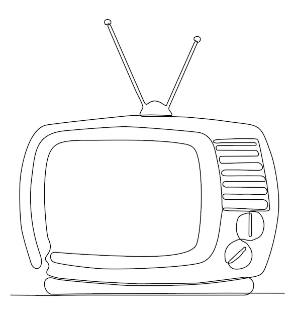 Continuous line drawing of Retro TV