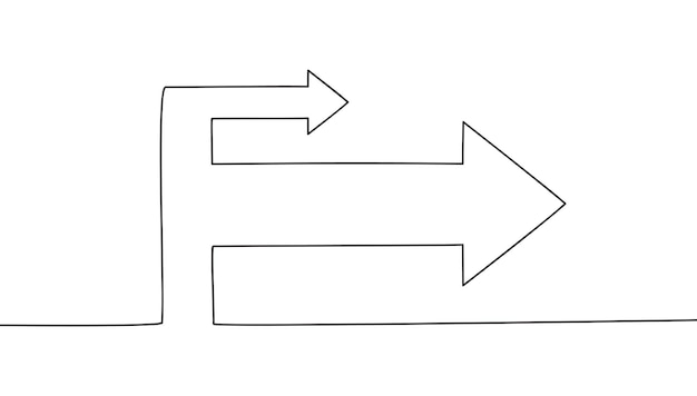 Continuous line drawing road direction sign arrow