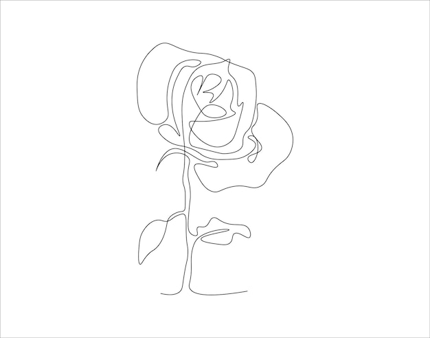 Continuous Line Drawing Of Rose One Line Of Rose Rose Continuous Line Art Editable Outline