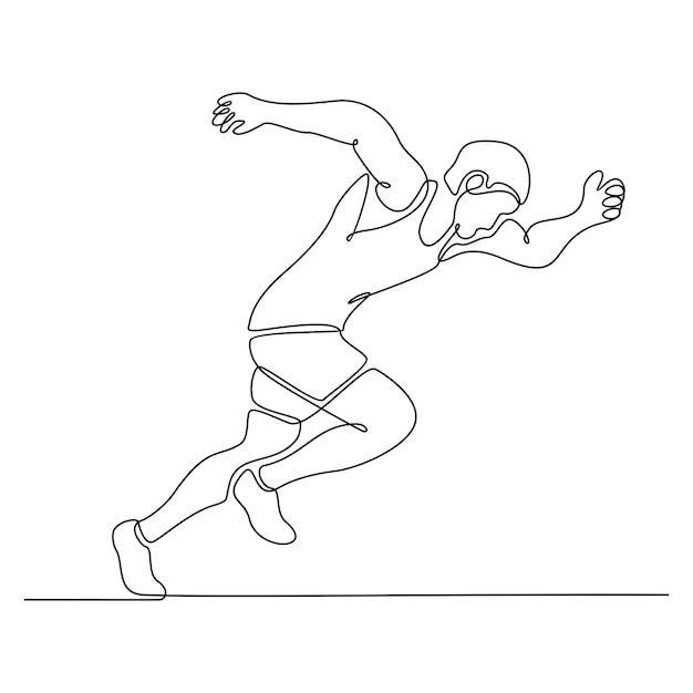 Continuous line drawing of runner vector illustration