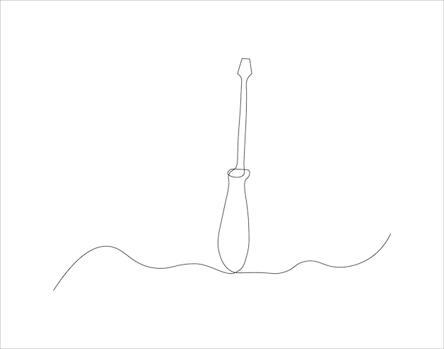 Continuous Line Drawing Of Screwdriver One Line Of Screwdriver Screwdriver Continuous Line Art Editable Outline