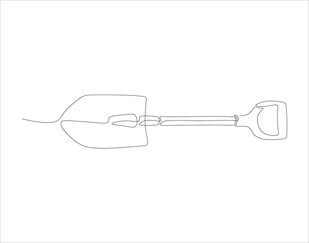 Continuous Line Drawing Of Shovel One Line Of Shovel Gardening Tool Continuous Line Art Editable Outline