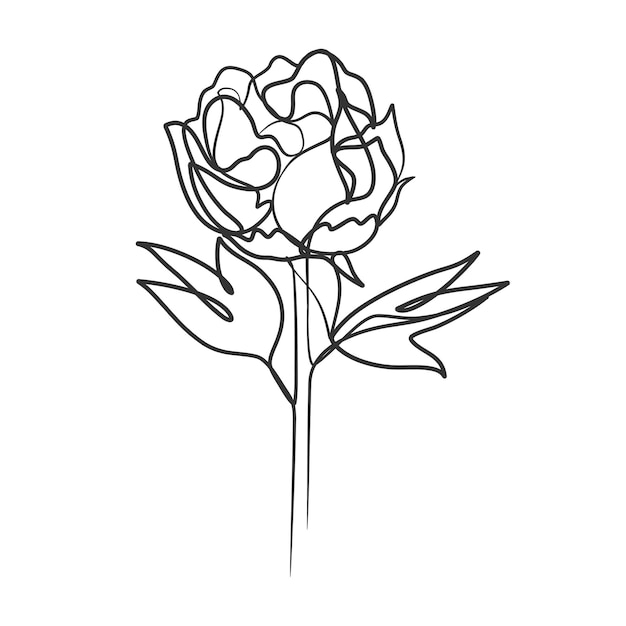 Continuous line drawing of simple flower illustration Abstract flower in one line art drawing