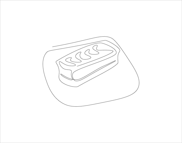 Continuous Line Drawing Of Slice Of Cake One Line Of Slice Cake Cake Continuous Line Art Editable Outline