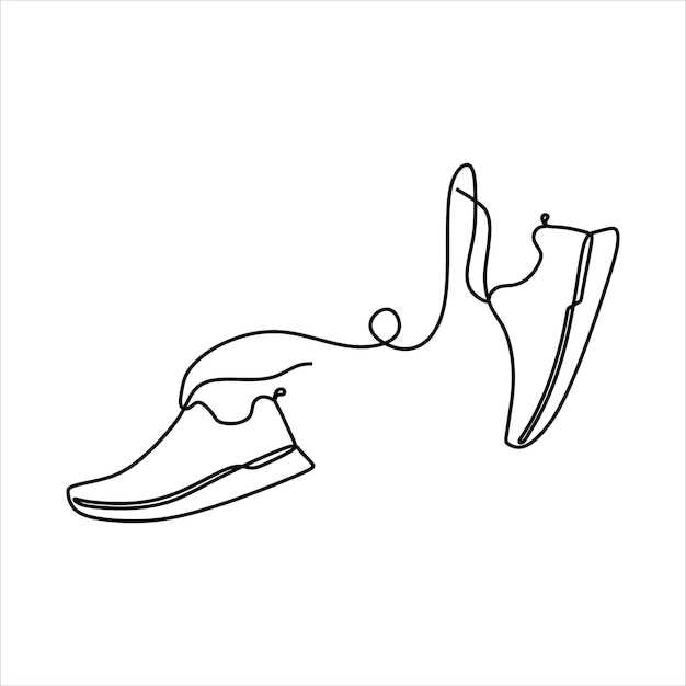 continuous line drawing of sport shoes