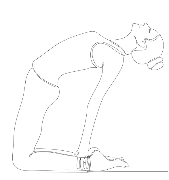 Continuous line drawing. Sports woman engaged in yoga on a white background. Vector illustration