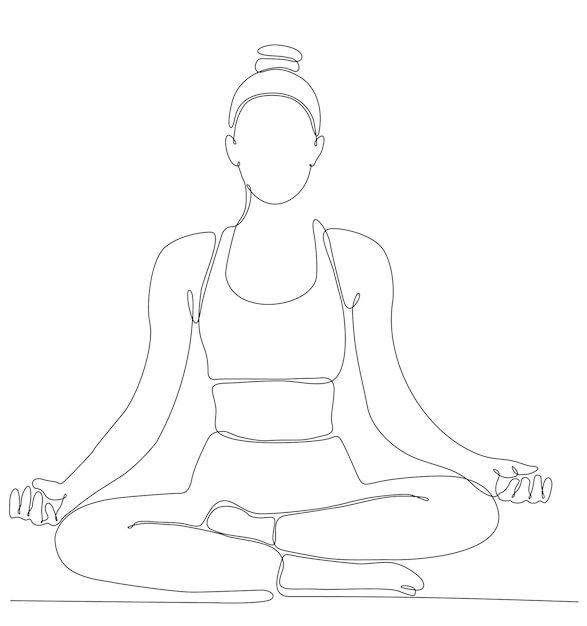 Continuous line drawing. Sports woman engaged in yoga on a white background. Vector illustration