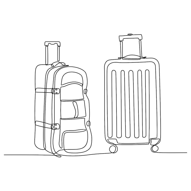 Continuous line drawing of a suitcase bag vector illustration