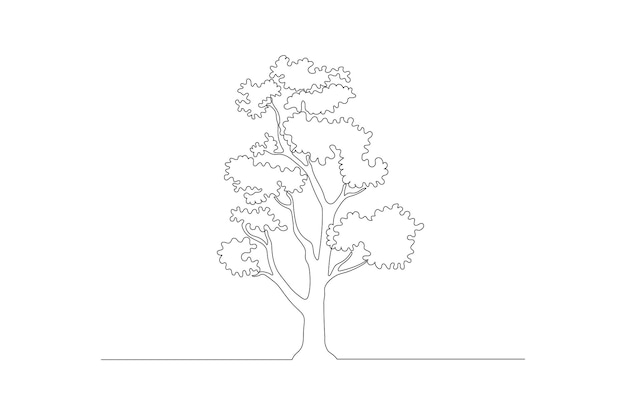 Continuous line drawing of a tree life concept isolated on a white background Free vector