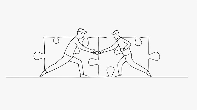 Continuous Line Drawing of Two Young Business Professionals