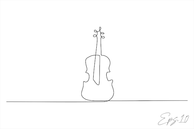 continuous line drawing of a violin musical instrument